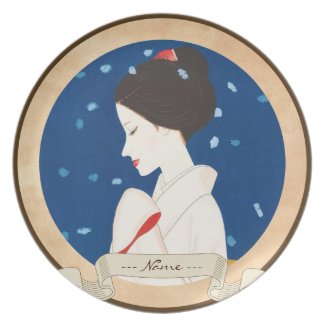 Takasawa Keiichi Large Snowflake japanese lady Party Plates