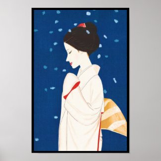 Takasawa Keiichi Large Snowflake japanese lady Posters