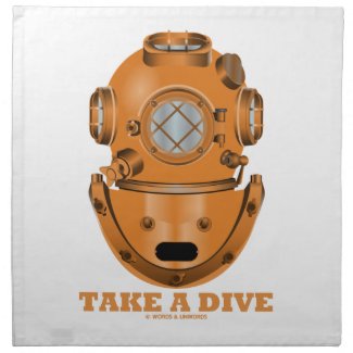 Take A Dive (Deep Diving Helmet Oceanographer) Printed Napkins