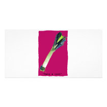 take a leek hot pink photo cards by KillerGreens take a leek hot pink photo cards