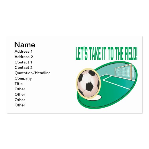Take It To The Field Business Cards (front side)