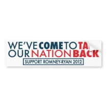 Take Our Nation Back Romney-Ryan Bumper Sticker bumper stickers