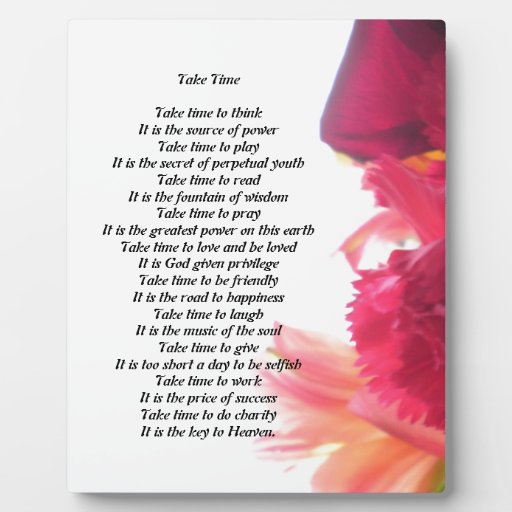Take Time Poem Plaque Zazzle
