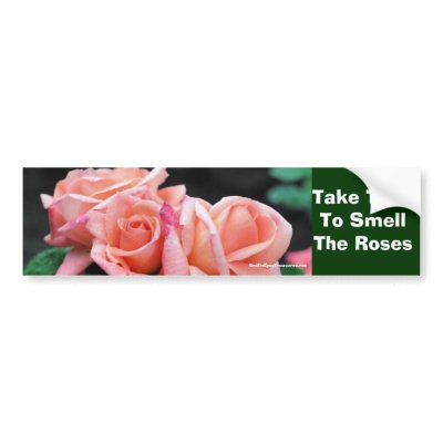 Take Time Smell Roses Affirmations Bumper Sticker by SmilinEyesTreasures