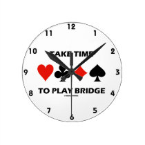 Take Time To Play Bridge (Four Card Suits) wall clocks