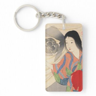 Takeuchi Keishu Tora Gozen japanese vintage lady Rectangle Acrylic Key Chain