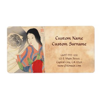 Takeuchi Keishu Tora Gozen japanese vintage lady Personalized Shipping Label