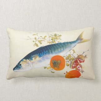 Takeuchi Seiho - Autumn Fattens Fish and Ripens Throw Pillow