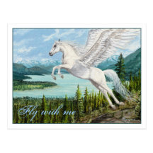 Taking Flight Pegasus horse fantasy postcard