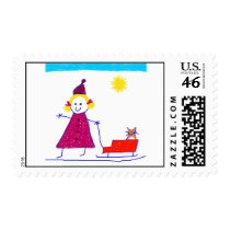 Taking Tabby for a Sled postage by ChocolateJava Taking Tabby for a Sled postage