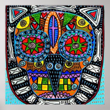 Talavera Sugar Skull Owl Poster
