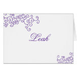 Talia Bat Mitzvah Wedding Purple Thank You Card