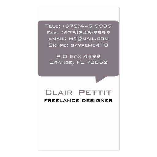 Talk Bubble Brown Business Card (front side)