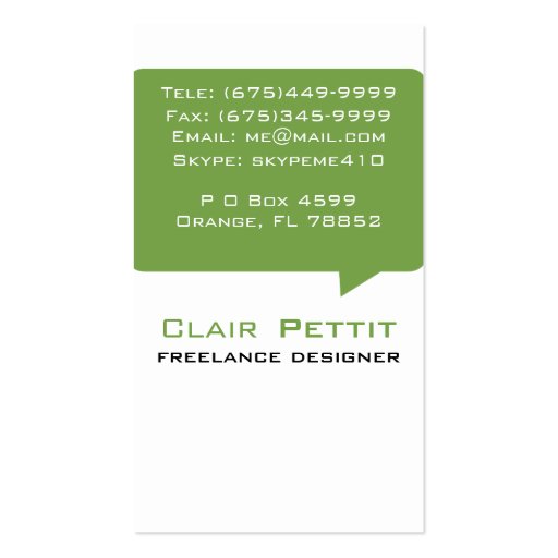 Talk Bubble Green Business Cards