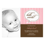 Talk Bubble Photo Birth Announcement - Pink invitations