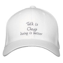 Talk is Cheap_ Embroidered Hat embroidered hats by ELENNE Talk is Cheap_ Embroidered Hat embroidered hats