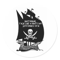 Talk Like A Pirate Day Ship Round Sticker