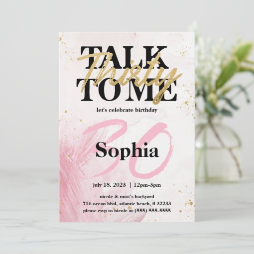 Talk Thirty To Me 30th Birthday Invitation Card Zazzle