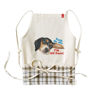 Talk To Me, I'm All Ears Beagle Puppy Zazzle HEART Apron