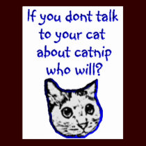 Talk to your cat about catnip postcards