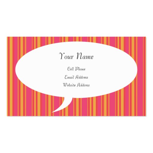 Talking About Me Striped Profile Card Business Cards (front side)