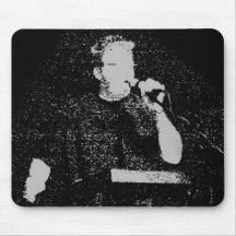 Talking figure black and white abstracted mousepad