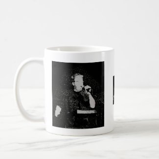 Talking figure black and white abstracted mug