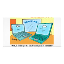 Talking Laptop Computer Cartoon Customized Photo Card