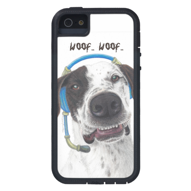 talking white dog with ear phone drawing iPhone 5 cover