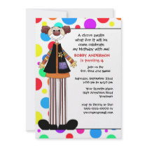 Tall Circus Clown Child's Birthday Invitation