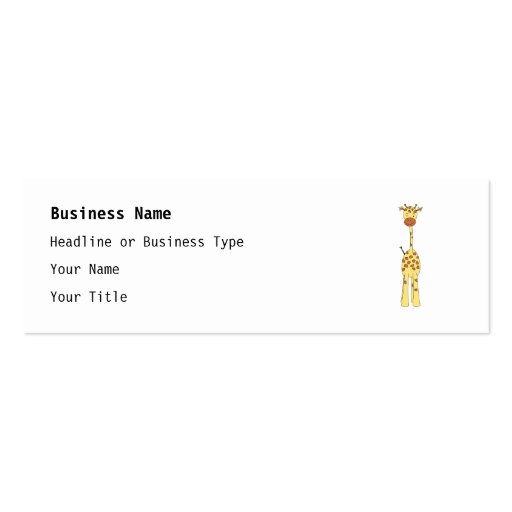 Tall Cute Giraffe. Cartoon Animal. Business Card Templates (front side)