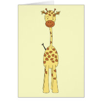 Tall Cute Giraffe. Cartoon Animal. Greeting Card