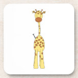 Tall Cute Giraffe. Cartoon Animal. Beverage Coasters