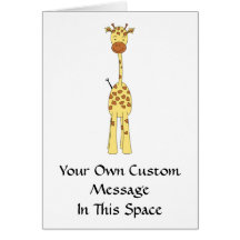 Tall Cute Giraffe. Cartoon Animal. Greeting Cards