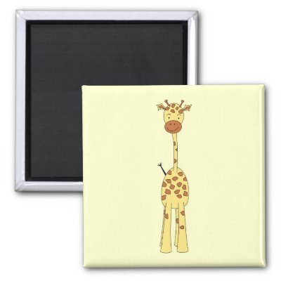Tall Cute Giraffe. Cartoon Animal. Fridge Magnet