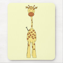 Tall Cute Giraffe. Cartoon Animal. Mouse Pad