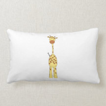 Tall Cute Giraffe. Cartoon Animal. Pillow