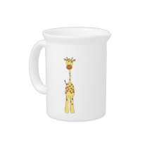 Tall Cute Giraffe. Cartoon Animal. Pitcher