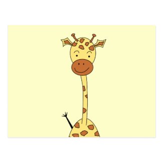 Tall Cute Giraffe. Cartoon Animal. Post Card
