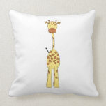 Tall Cute Giraffe. Cartoon Animal. Throw Pillow