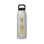 Tall Cute Giraffe. Cartoon Animal. Water Bottles