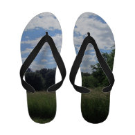 Tall Grass Field with Trees Flip Flop Sandals
