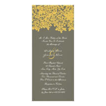 Tall Gray and Yellow Floral Wedding Invitations