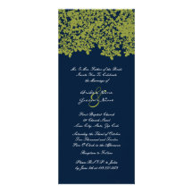 Tall Navu and Lime Floral Wedding Invitations