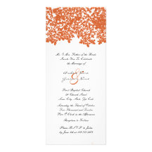 Tall Orange Floral Wedding Invitations