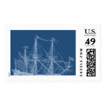 Tall Sailing Ship Blueprint Sail Boat Masts Stamps