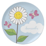 Tall Smiling Daisy & Butterflies Name Plate