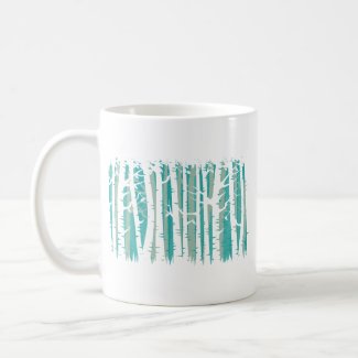 Tall Trees forest - teal zazzle_mug