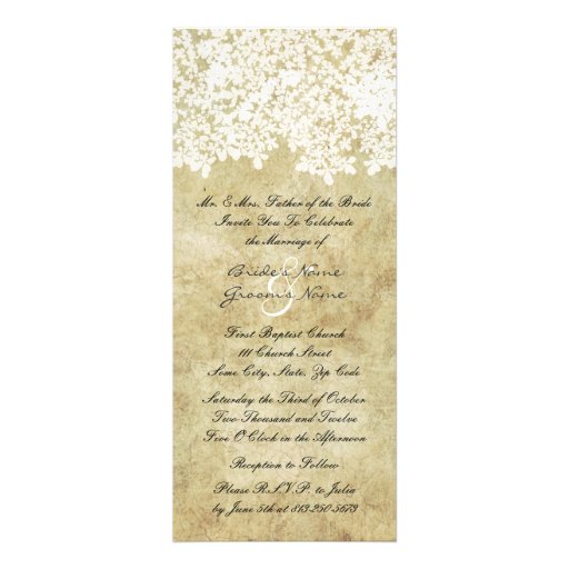 Tall Vintage White Floral Wedding Invitations