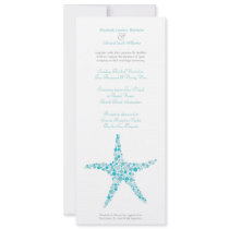Tall Wedding Aqua Turquoise Starfish Invitation